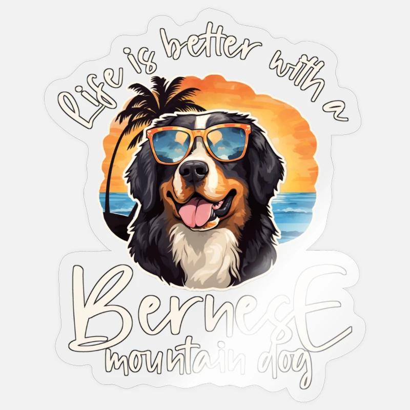 Berner Sennenhund - Sticker Größe S (10 x 10 cm) - Transparent glänzend