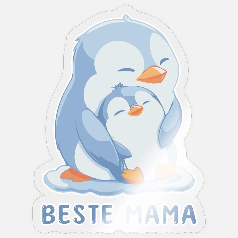 Beste Mama Pinguin Muttertag - Sticker Größe S (10 x 10 cm) - Transparent glänzend