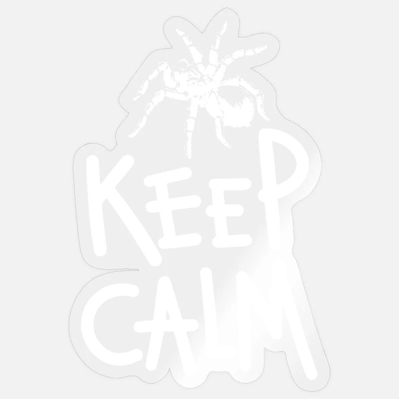 Keep Calm Tarentule Araignée blanc design horizontal Sticker taille S (10 x 10 cm)