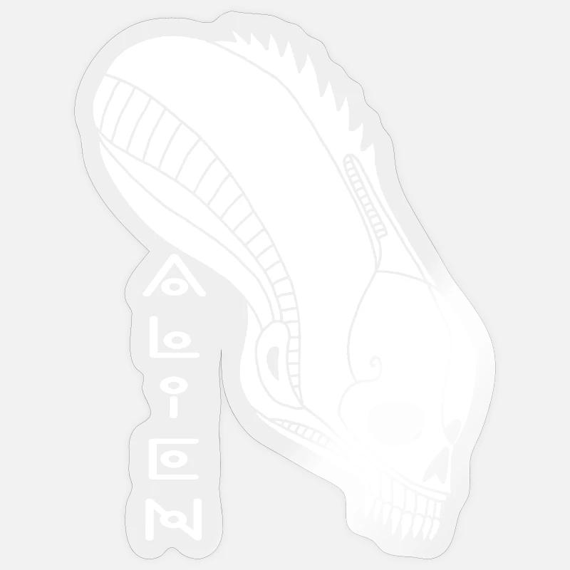 Crâne extraterrestre blanc Sticker taille S (10 x 10 cm)