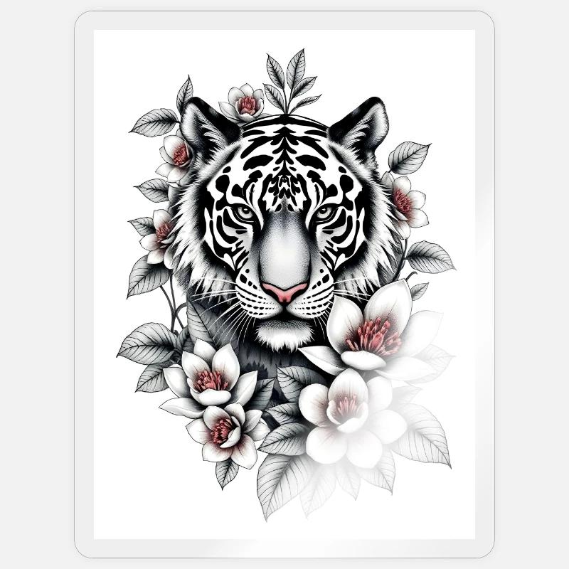 The Tiger never sleeps - Sticker Größe S (10 x 10 cm) - Transparent glänzend