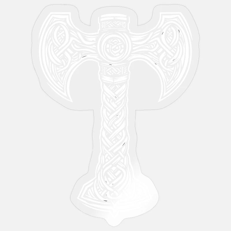 Mjöllnir symbole viking - Sticker taille S (10 x 10 cm) - brillant transparent