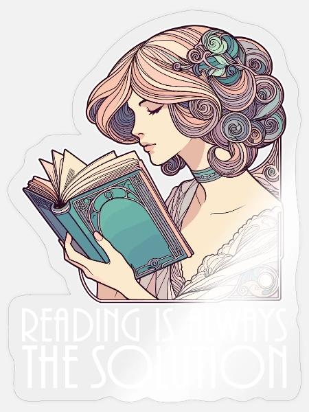 Buch Bücher Lesen Frau Lösung witzig Geschenk - Sticker Größe S (10 x 10 cm) - Transparent glänzend