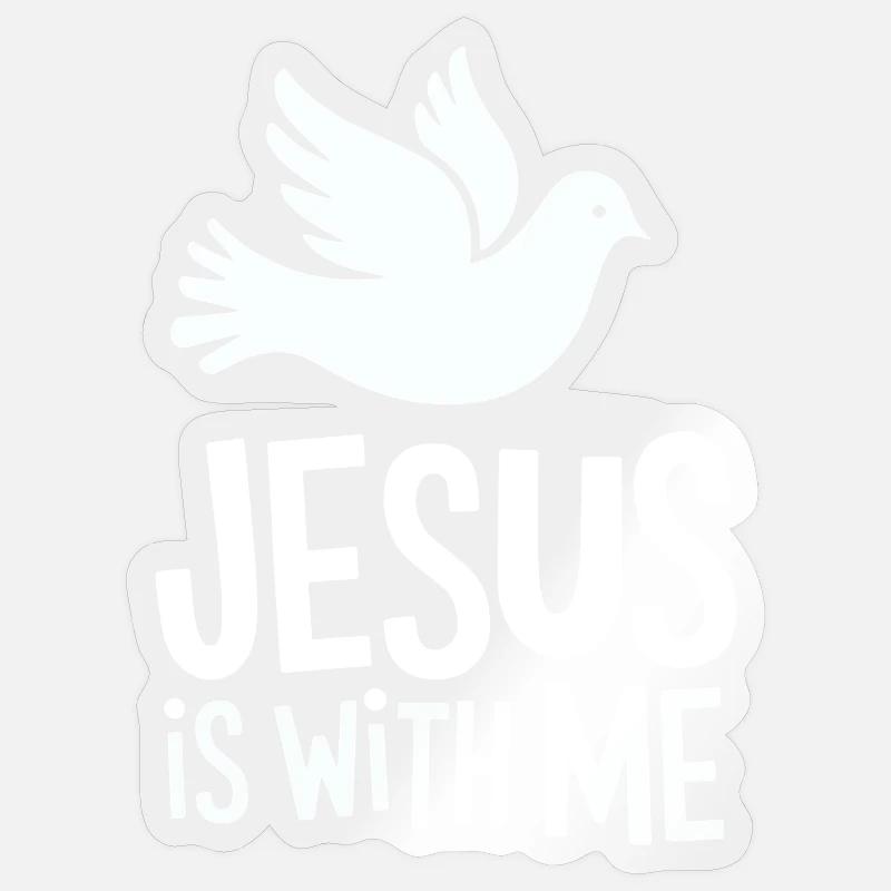 Jésus est avec moi - Sticker taille S (10 x 10 cm) - brillant transparent