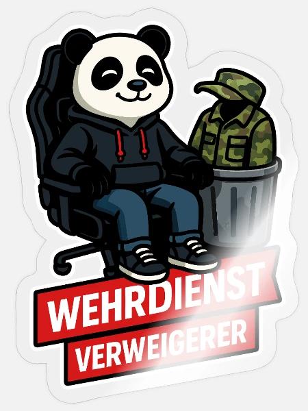 Wehrdienst verweigern Panda Frieden Design - Sticker Größe S (10 x 10 cm) - Transparent glänzend
