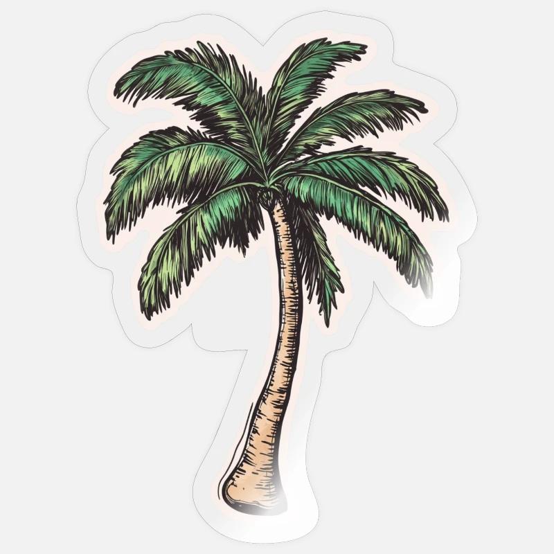 Palmier - Sticker taille S (10 x 10 cm) - brillant transparent