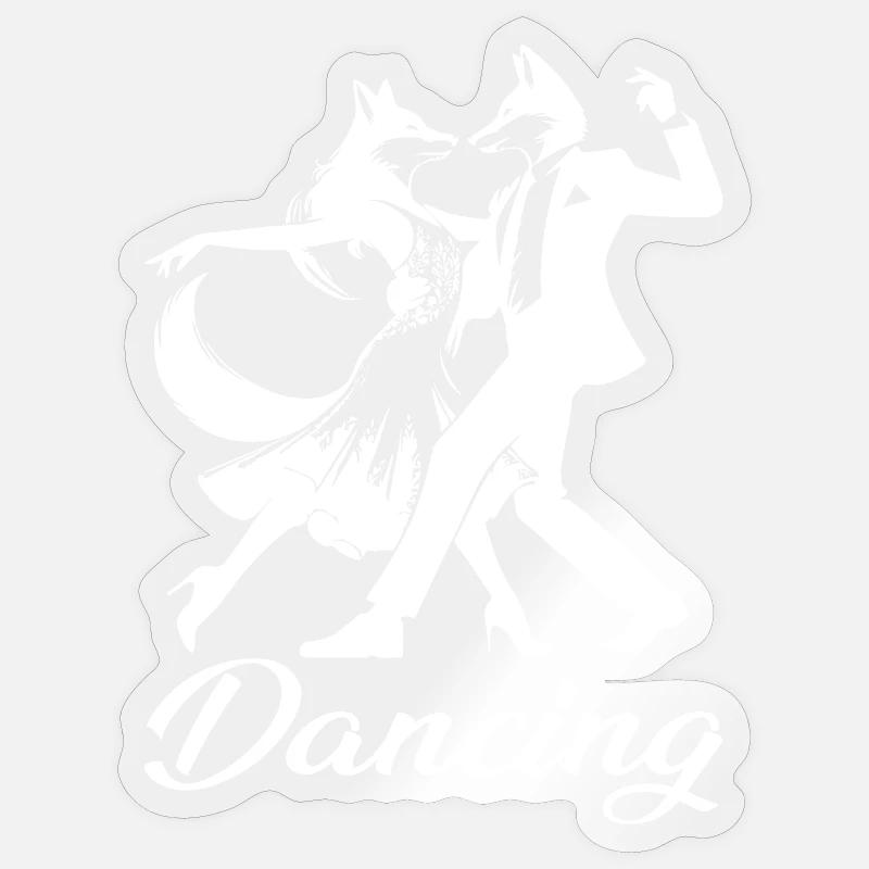 Tango Foxes Design – Danse - Sticker taille S (10 x 10 cm) - brillant transparent