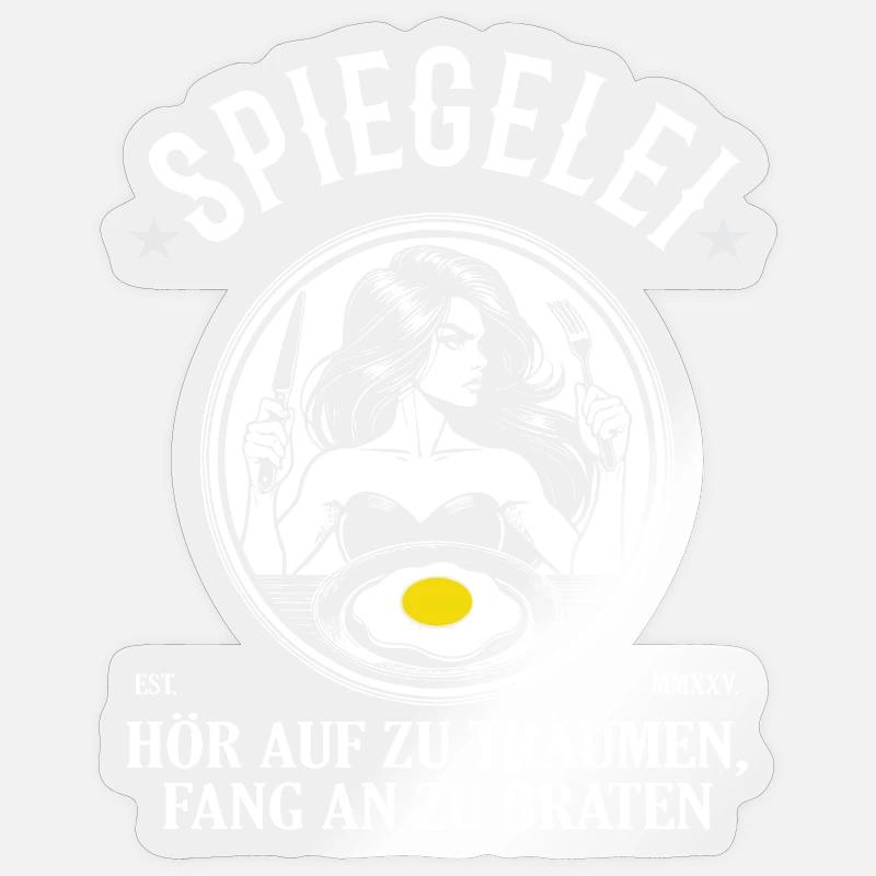 Fried Egg Design – Start Frying - Sticker size S (10 x 10 cm) - transparent glossy