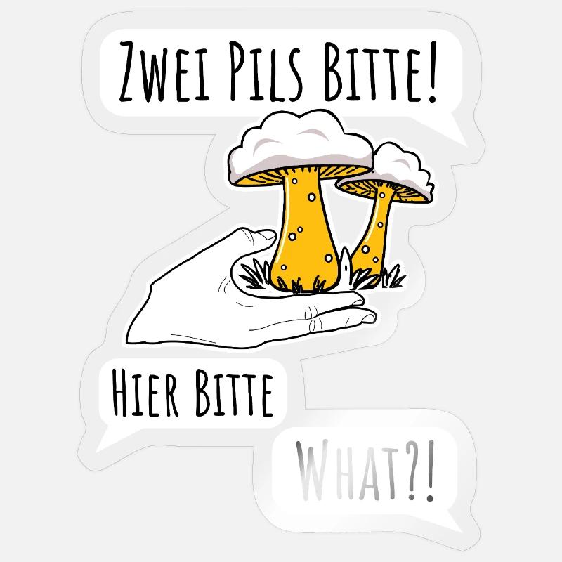 Bier bestellen ist nicht einfach! Pils oder Pilz? Sticker Größe S (10 x 10 cm)