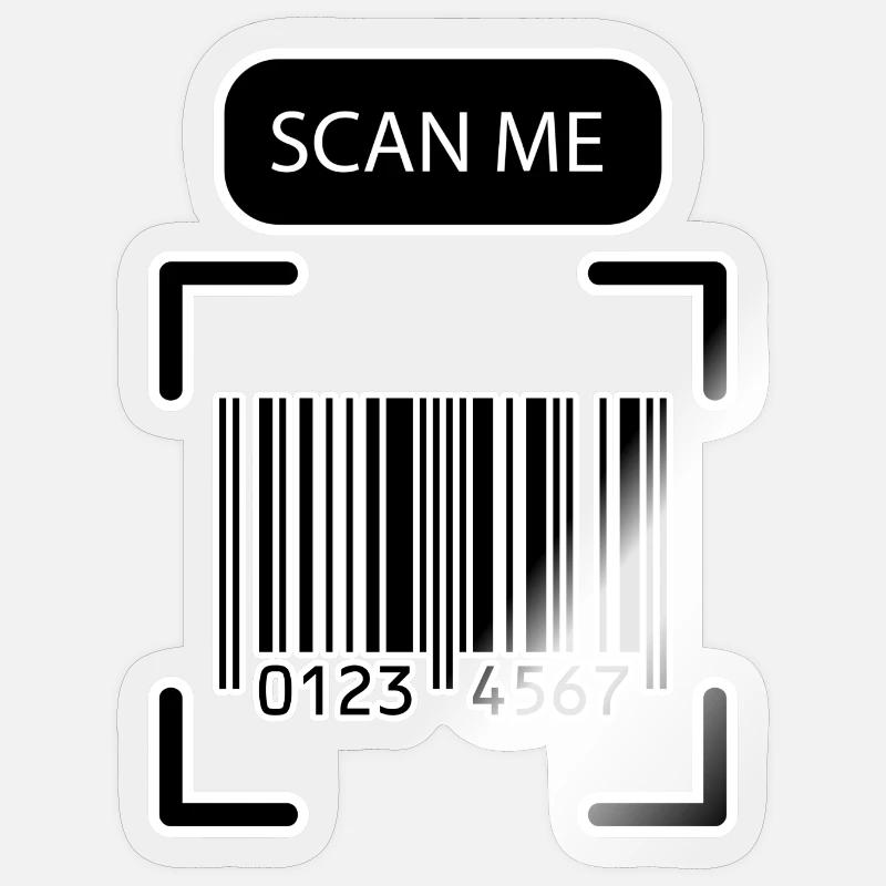 SCAN ME code-barres Funny Design - Sticker taille S (10 x 10 cm) - brillant transparent
