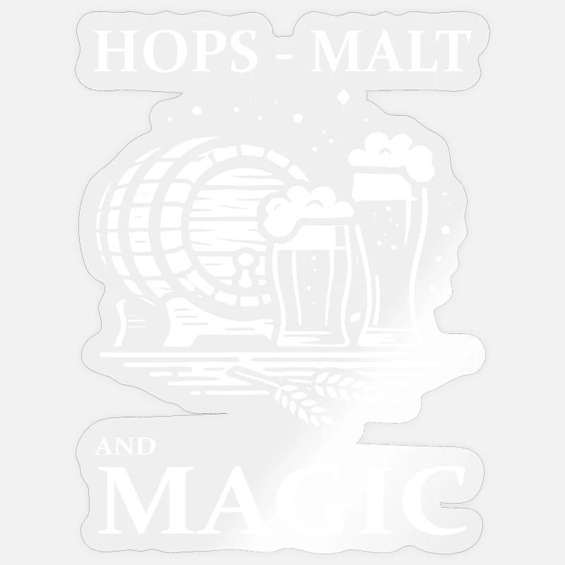 Bier Design – Hops, Malt and Magic - Sticker Größe S (10 x 10 cm) - Transparent glänzend