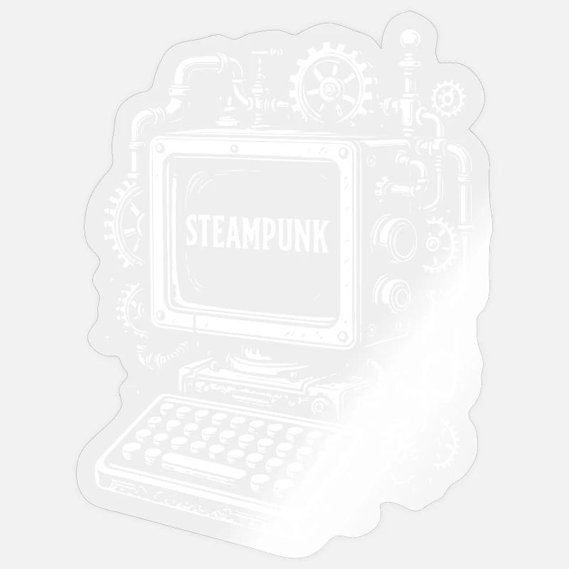 Steampunk Computer Getriebe - Sticker Größe S (10 x 10 cm) - Transparent glänzend