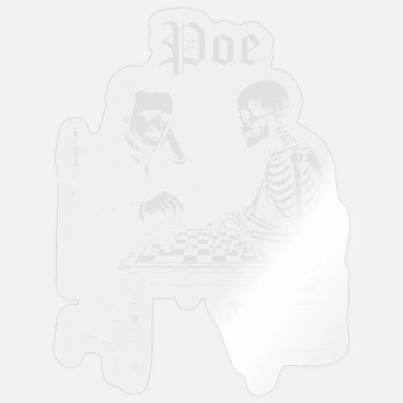 Poe und Skeleton Schachduell - Sticker Größe S (10 x 10 cm) - Transparent glänzend