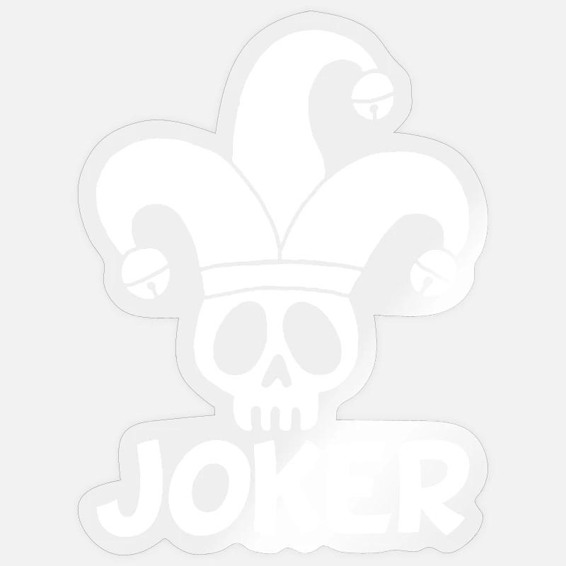 Crâne de joker blanc - Sticker taille S (10 x 10 cm) - brillant transparent