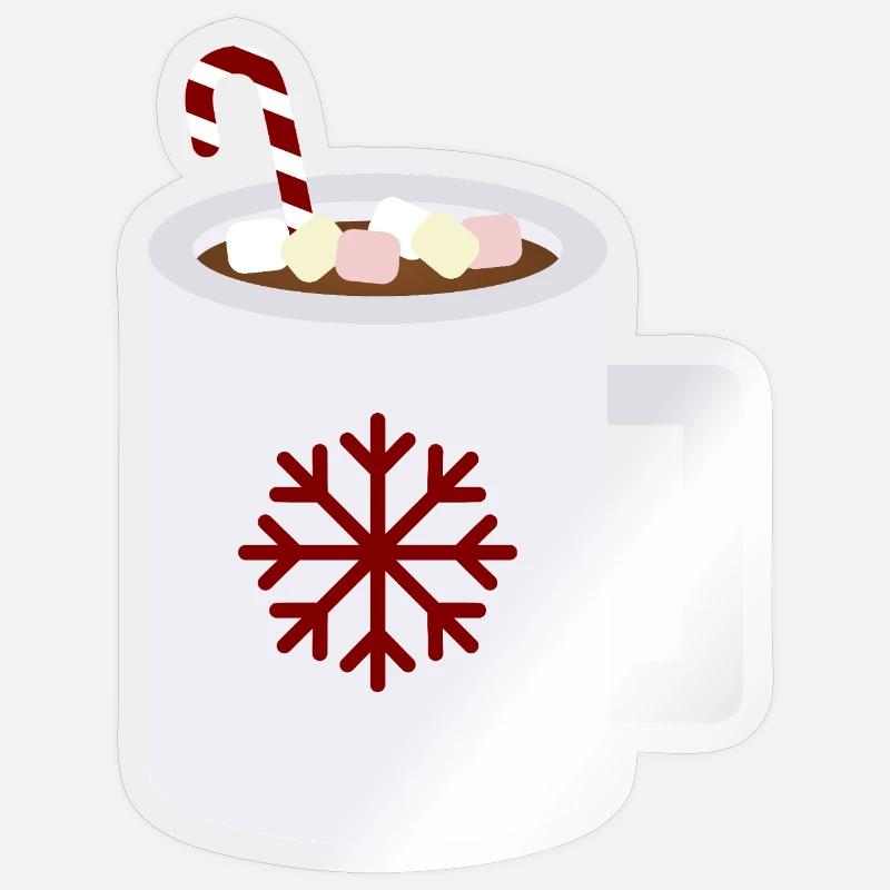 Snowflake Cocoa Mug Art - Sticker size S (10 x 10 cm) - transparent glossy