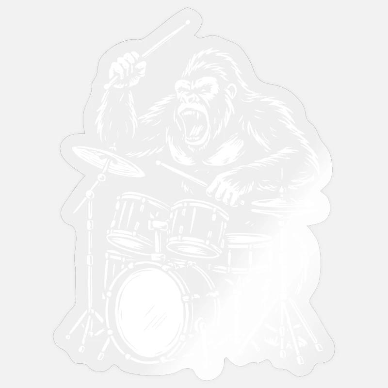 Gorilla-Trommelwut - Sticker Größe S (10 x 10 cm) - Transparent glänzend