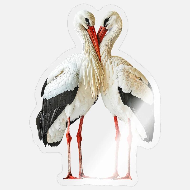 Weissstoerche-Storch - Sticker Größe S (10 x 10 cm) - Transparent glänzend