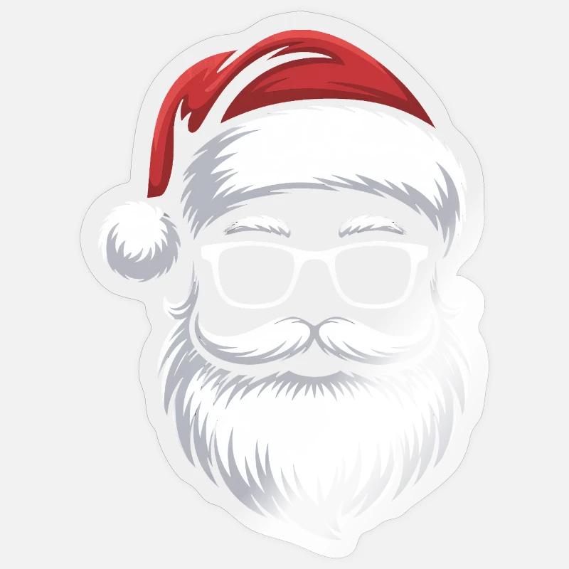 Weihnachtsmann mit Schnurrbart Brille - Sticker Größe S (10 x 10 cm) - Transparent glänzend