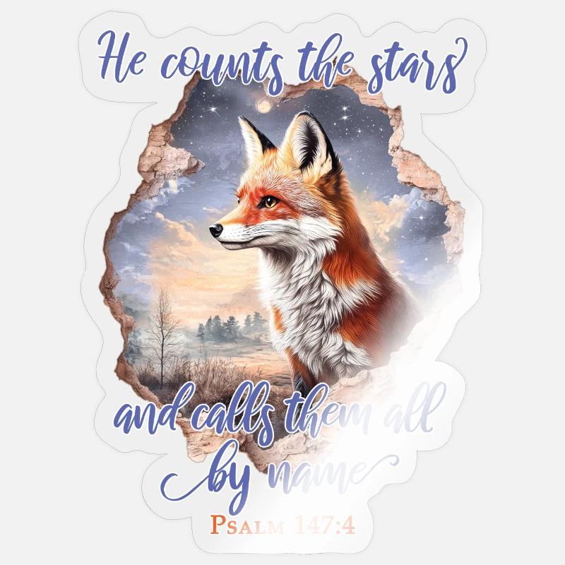 Fuchs Bibelvers Christlich Sticker Größe S (10 x 10 cm)