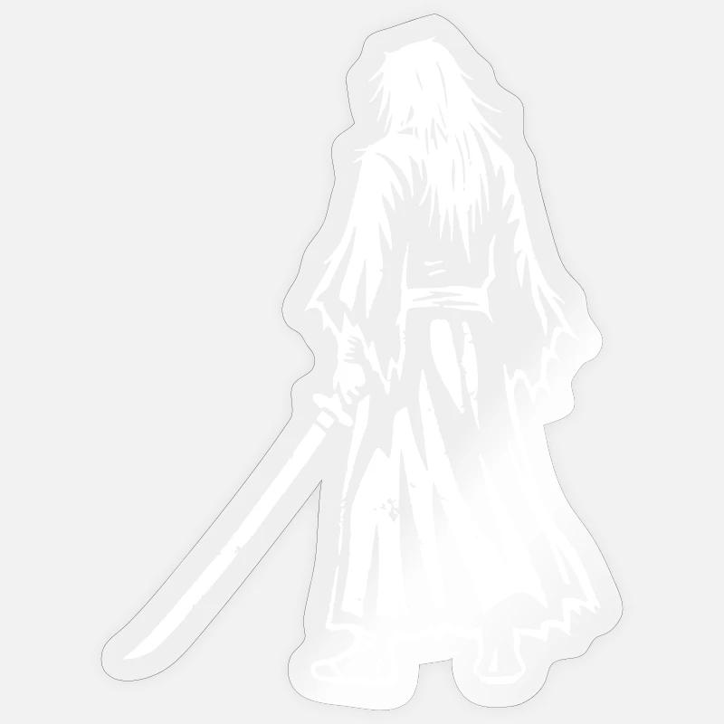 Anime Ronin Swordsman Back - Sticker taille S (10 x 10 cm) - brillant transparent