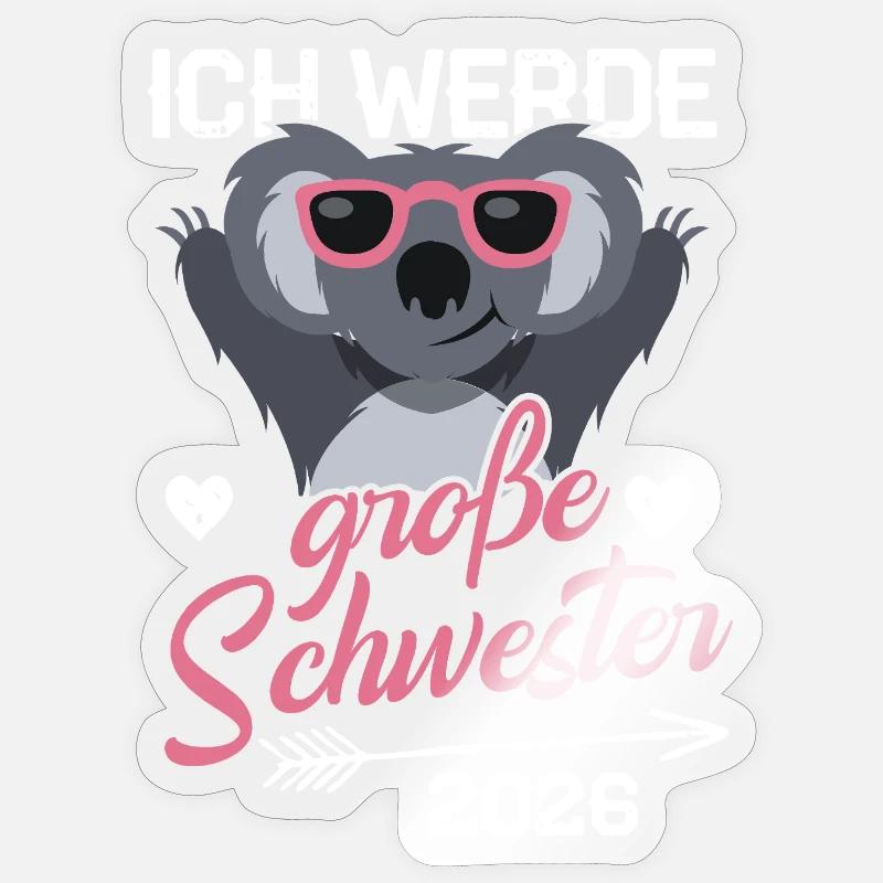 Ich Werde Große Schwester 2026 - Schwangerschaft  - Sticker Größe S (10 x 10 cm) - Transparent glänzend