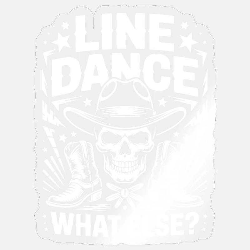 Line Dance Skull Western - Sticker size S (10 x 10 cm) - transparent glossy
