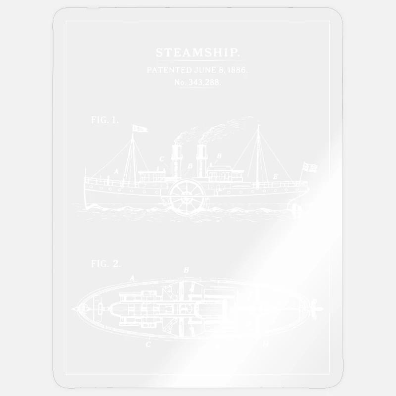 Dampfschiff Blueprint Dampfschiff - Sticker Größe S (10 x 10 cm) - Transparent glänzend