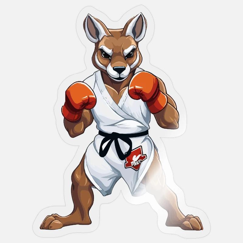 Kangaroo Karate Fighter - Sticker size S (10 x 10 cm) - transparent glossy