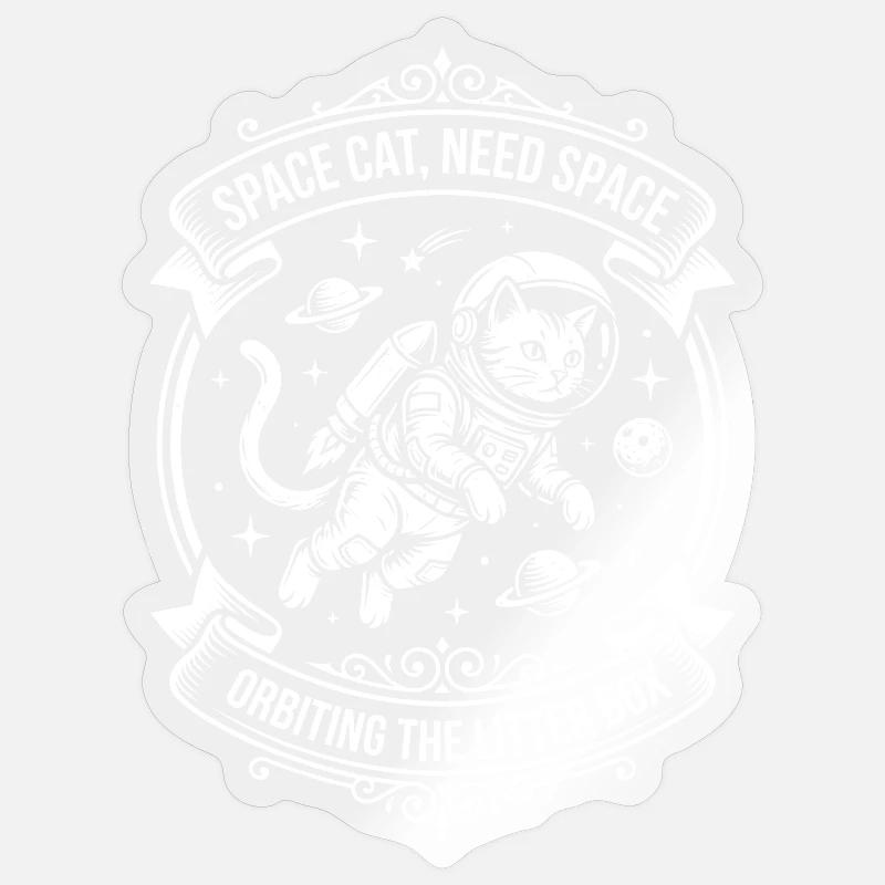 Space Cat – Besoin d’espace - Sticker taille S (10 x 10 cm) - brillant transparent