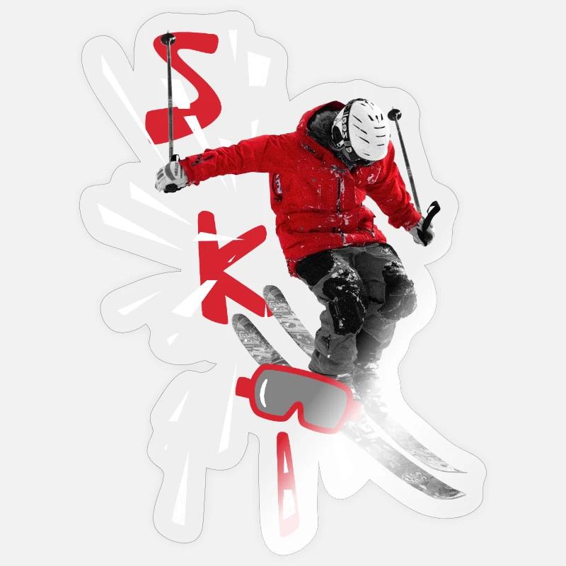 Ski - Ski Packages - Skiing - Sticker size S (10 x 10 cm) - transparent glossy