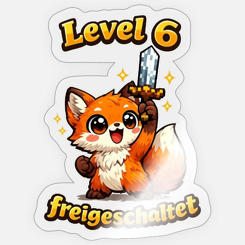 Fuchs_Level_6 - Sticker Größe S (10 x 10 cm) - Transparent glänzend