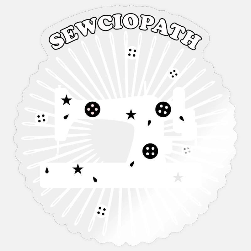 Sewing Machine Design - White - Sticker size S (10 x 10 cm) - transparent glossy