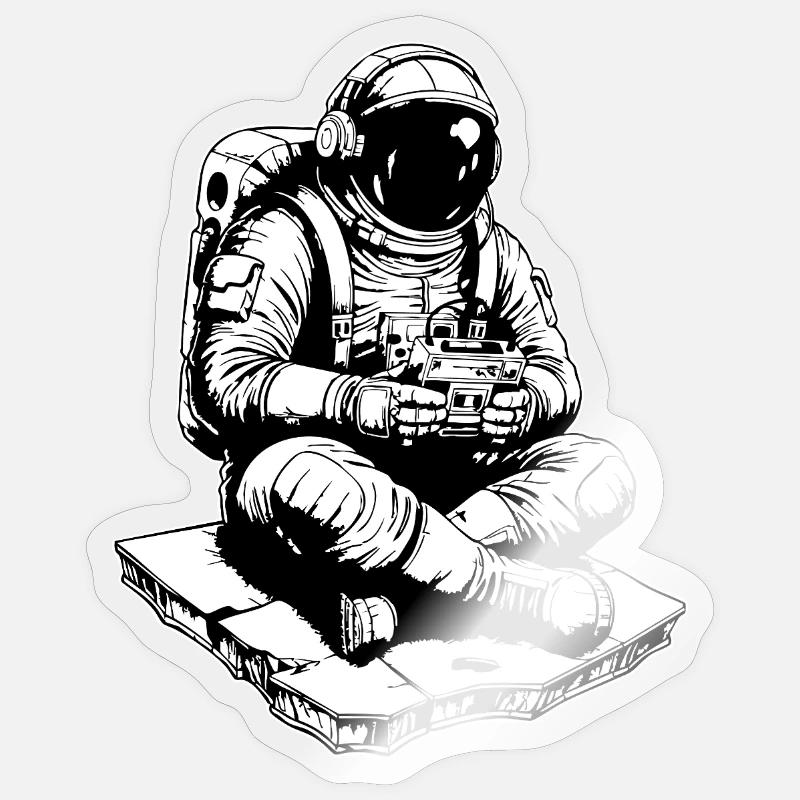 Astronaute Gaming Console Espace - Sticker taille S (10 x 10 cm) - brillant transparent