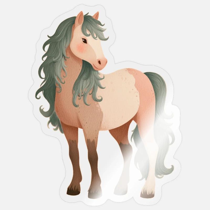 Cheval Poney Mignon - Sticker taille S (10 x 10 cm) - brillant transparent