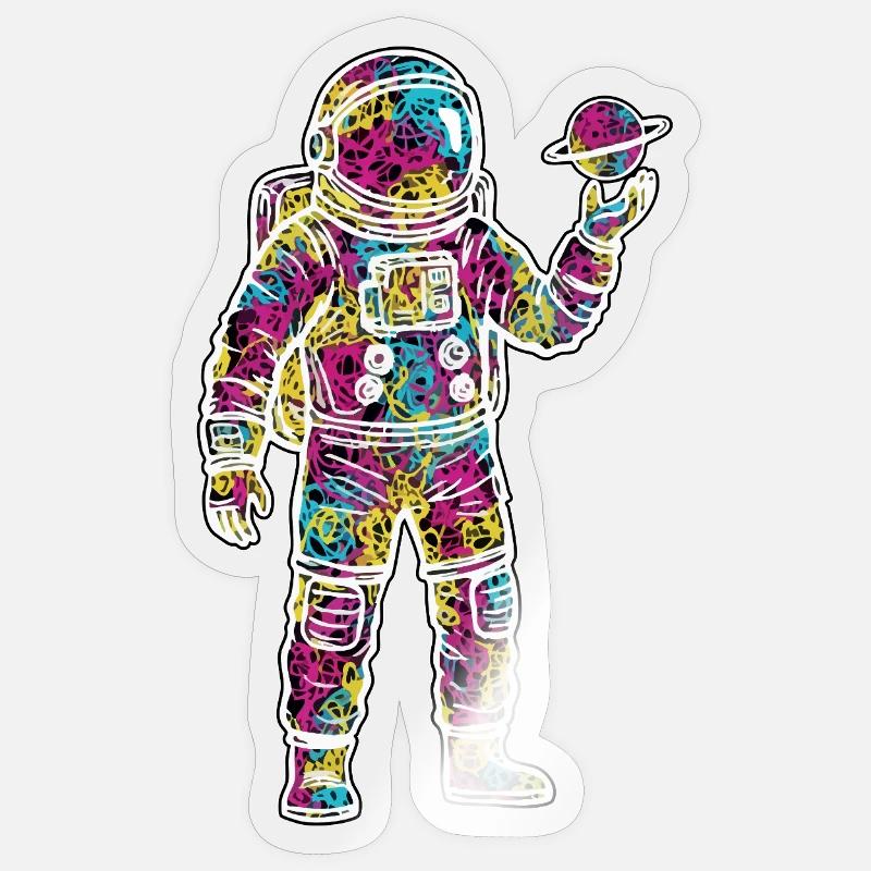 Space Astronaut Scribble Planet Scribbles Sticker size S (10 x 10 cm)