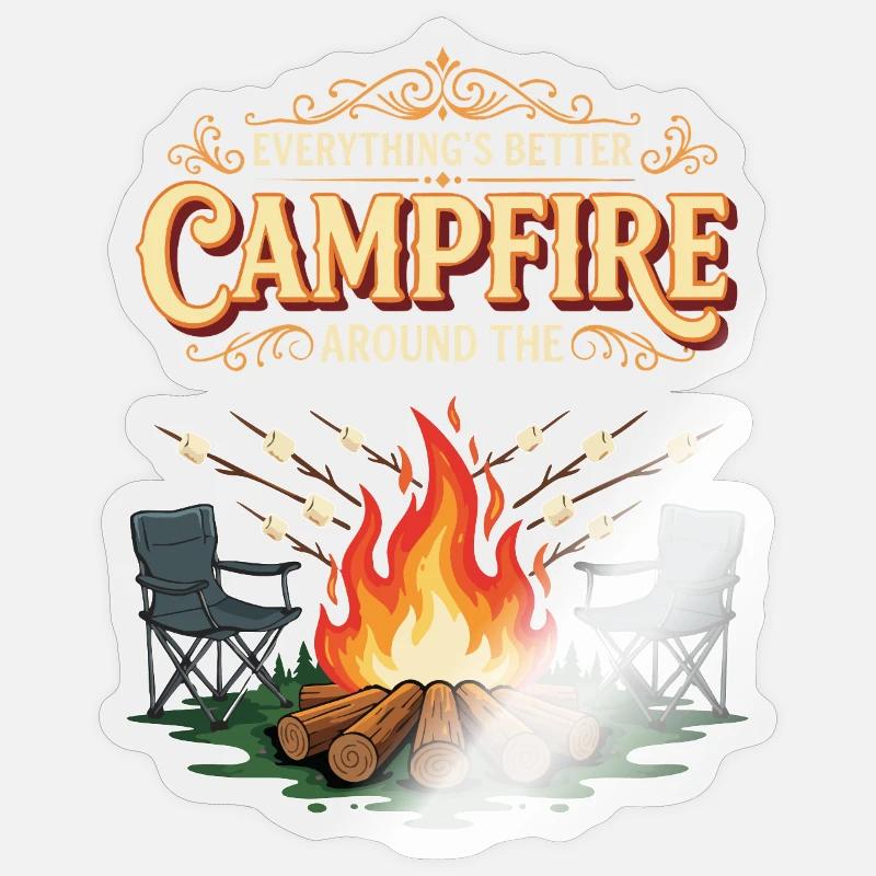 Camping Campfire Marshmallow Everything's Better Sticker taille S (10 x 10 cm)