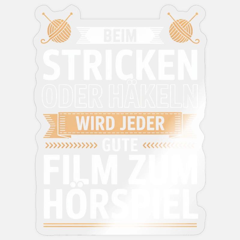 Beim Stricken oder Häkeln Hörspiel Sticker Größe S (10 x 10 cm)