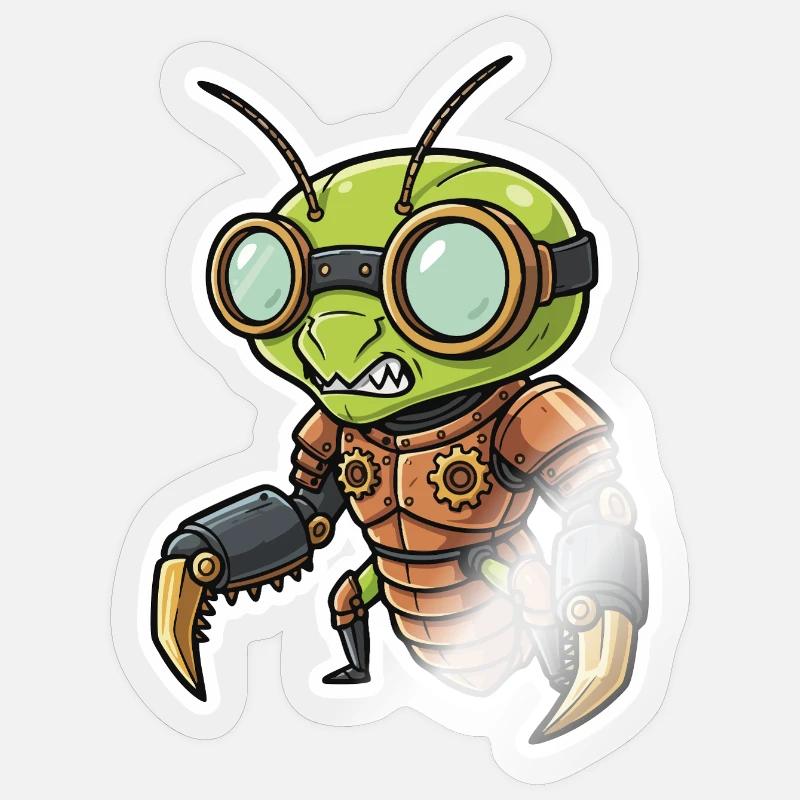 Praying Mantis Steampunk Copper Armor Sticker size S (10 x 10 cm)