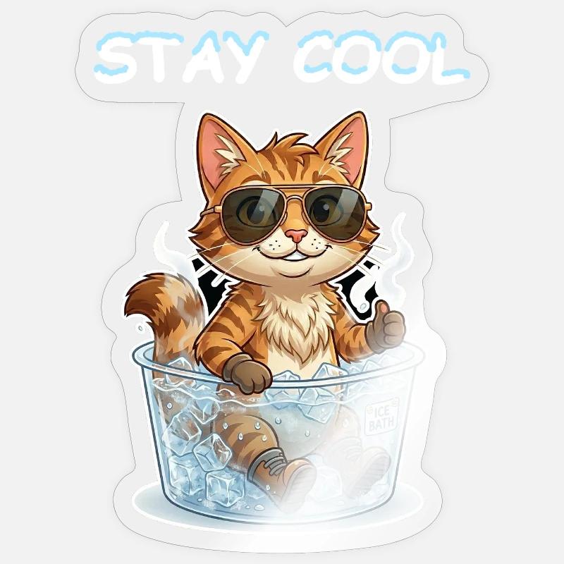 Eisbad Kätzchen Cool Bleiben - Sticker Größe S (10 x 10 cm) - Transparent glänzend