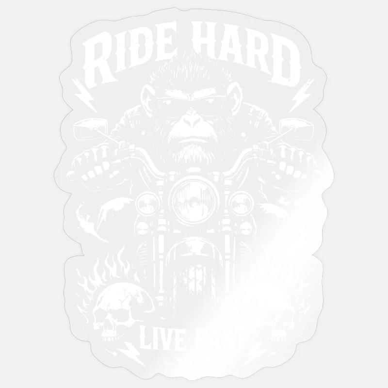 Roulez Hard Monkey à vélo - Sticker taille S (10 x 10 cm) - brillant transparent