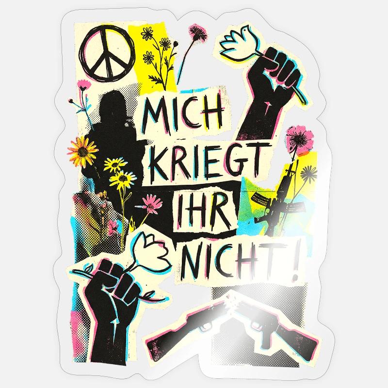 Frieden Demo Gegen Krieg - Sticker Größe S (10 x 10 cm) - Transparent glänzend