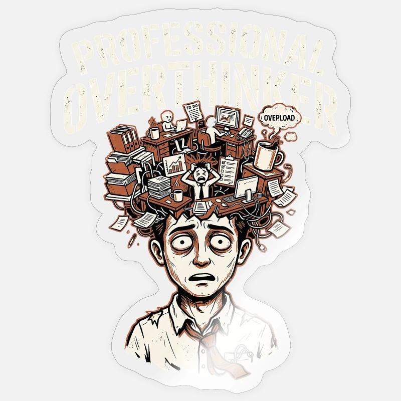 Professional Overthinker - Sticker Größe S (10 x 10 cm) - Transparent glänzend