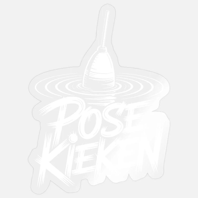 Fischen Pose Humor - Sticker Größe S (10 x 10 cm) - Transparent glänzend