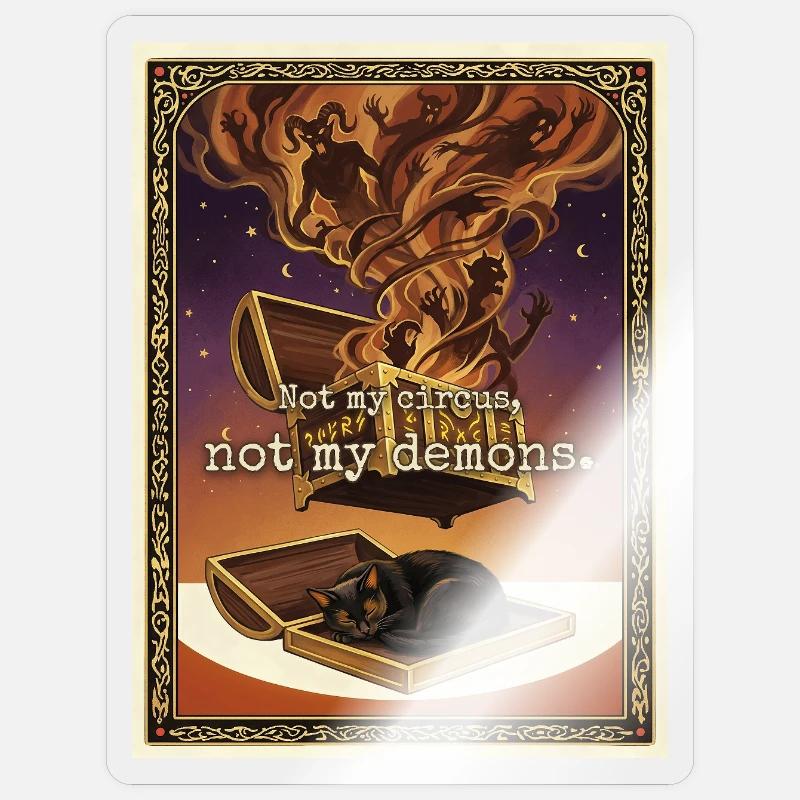 Nicht meine Dämonenkatze - Sticker Größe S (10 x 10 cm) - Transparent glänzend