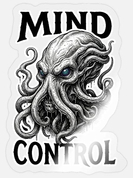 Gedankenkontrolle – Dark Fantasy Brain Monster RPG - Sticker Größe S (10 x 10 cm) - Transparent glänzend