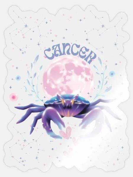 Krebsfrau – Astrologiegeschenk - Sticker Größe S (10 x 10 cm) - Transparent glänzend