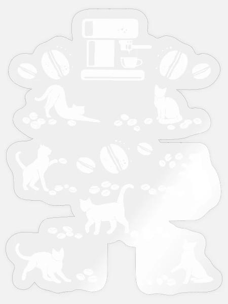  Kaffee Katze, -Espressomaschine -, Kaffeebohnen - Sticker Größe S (10 x 10 cm) - Transparent glänzend