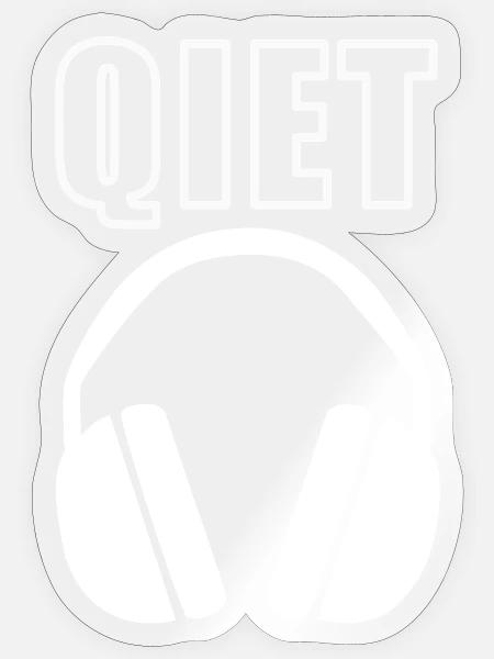 Quiet Text mit Gehörschutz - Sticker Größe S (10 x 10 cm) - Transparent glänzend