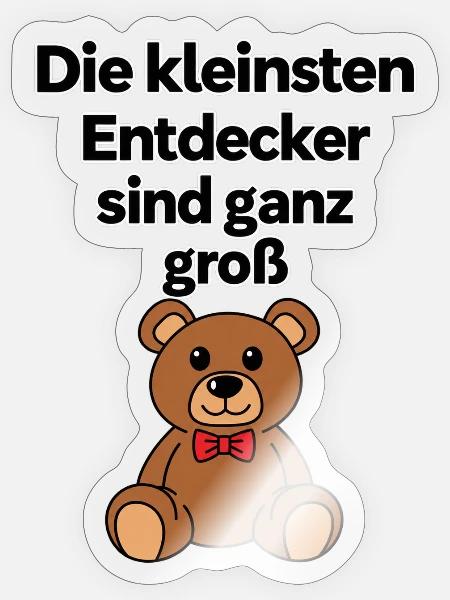 Kleinstentdecker Bär mit roter Fliege - Sticker Größe S (10 x 10 cm) - Transparent glänzend