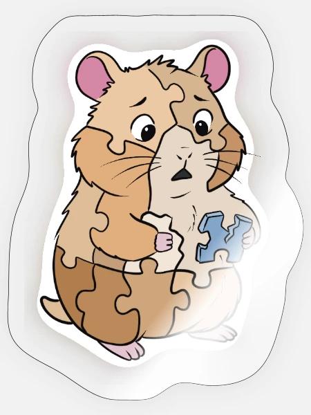 Puzzlehamster mit Rätselstück - Sticker Größe S (10 x 10 cm) - Transparent glänzend